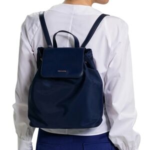 Ted Baker London Navy Nylon Drawstring Backpack Flap Top Handle Mini Bag